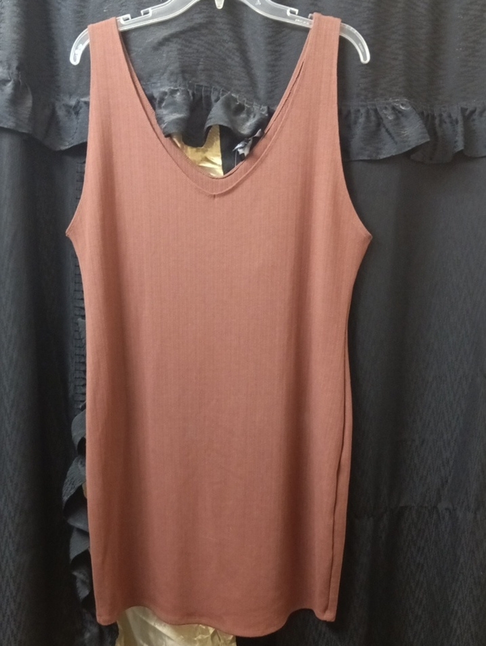 Forever 21 Sleeveless Ribbed V-Neck Tank Dress - Rust| Size 3x